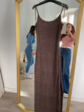 Braunes Trägerkleid mit Glitzer