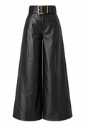 Pantalón Palazzo Efecto Piel Negro