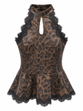 TOP PEPLUM LEOPARD LACE