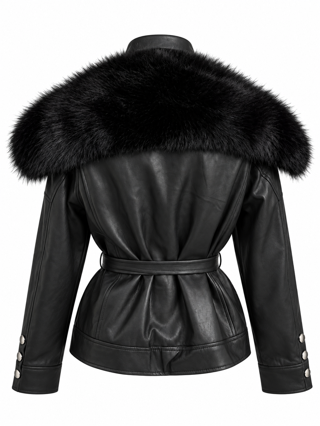 CHAQUETA EFECTO PIEL CON PELO NEGRA