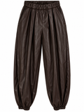 Pantalón marrón efecto piel
