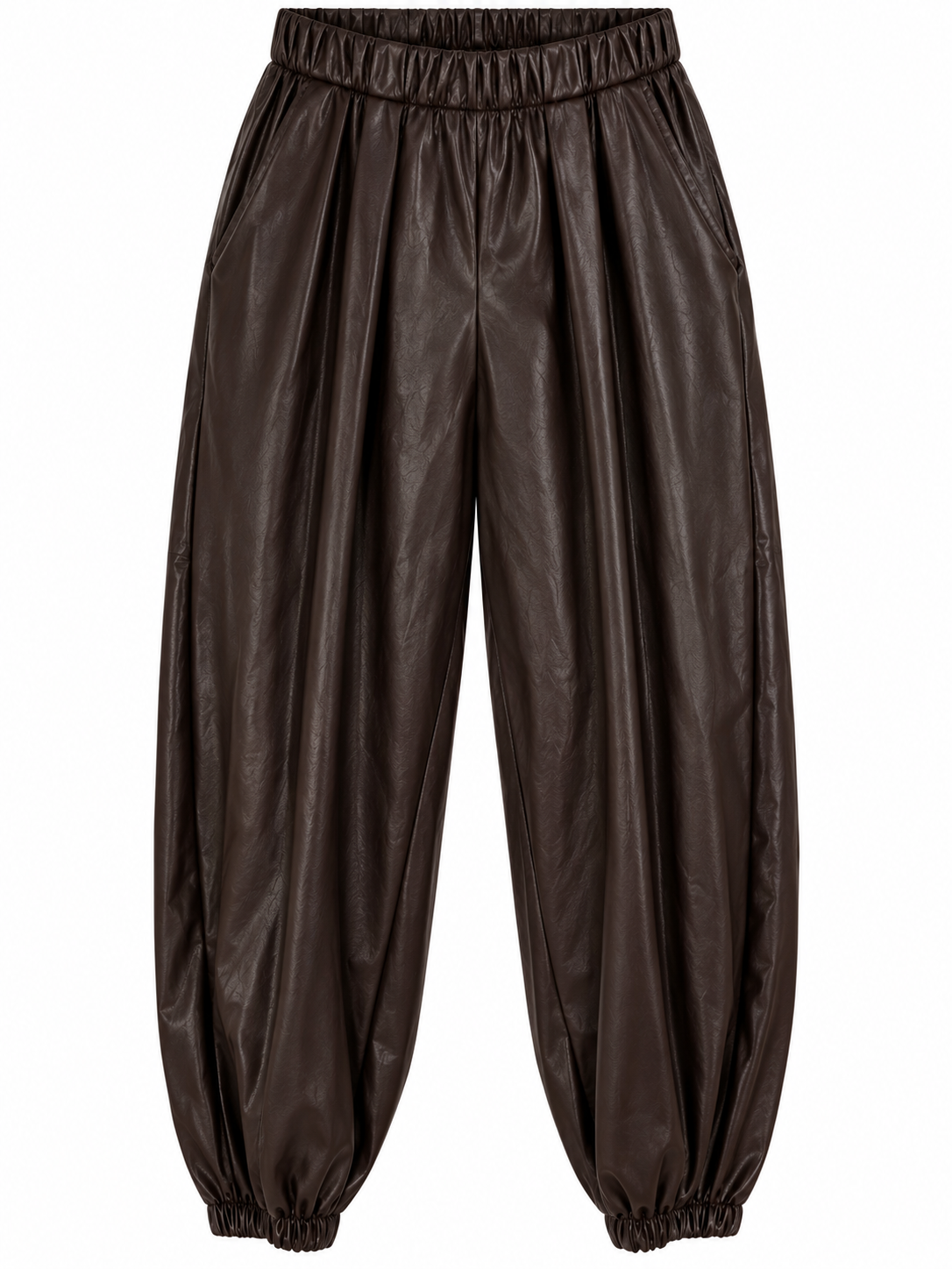 Pantalón marrón efecto piel