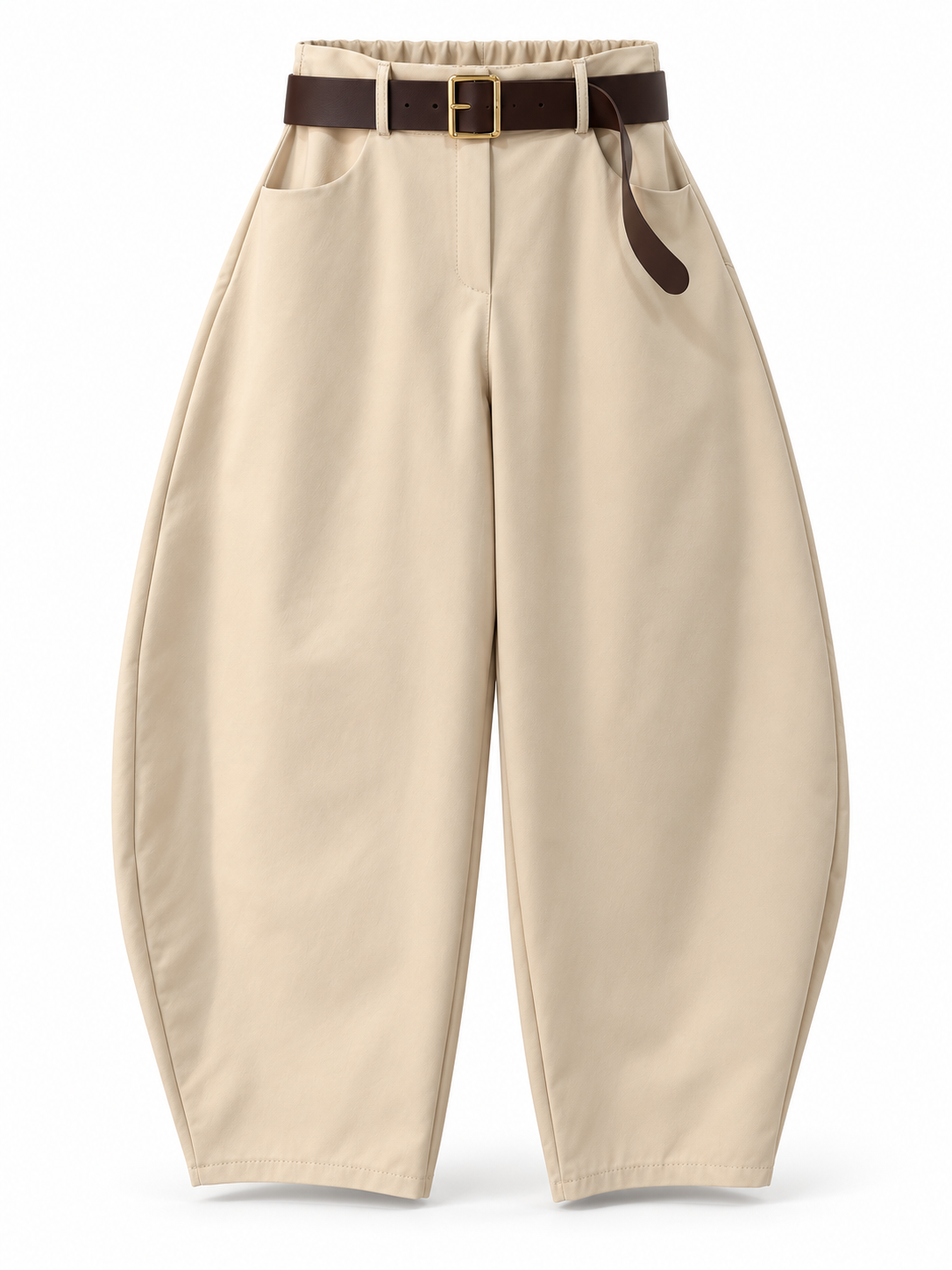 PANTALÓN BALLOON CON CINTURÓN BEIGE