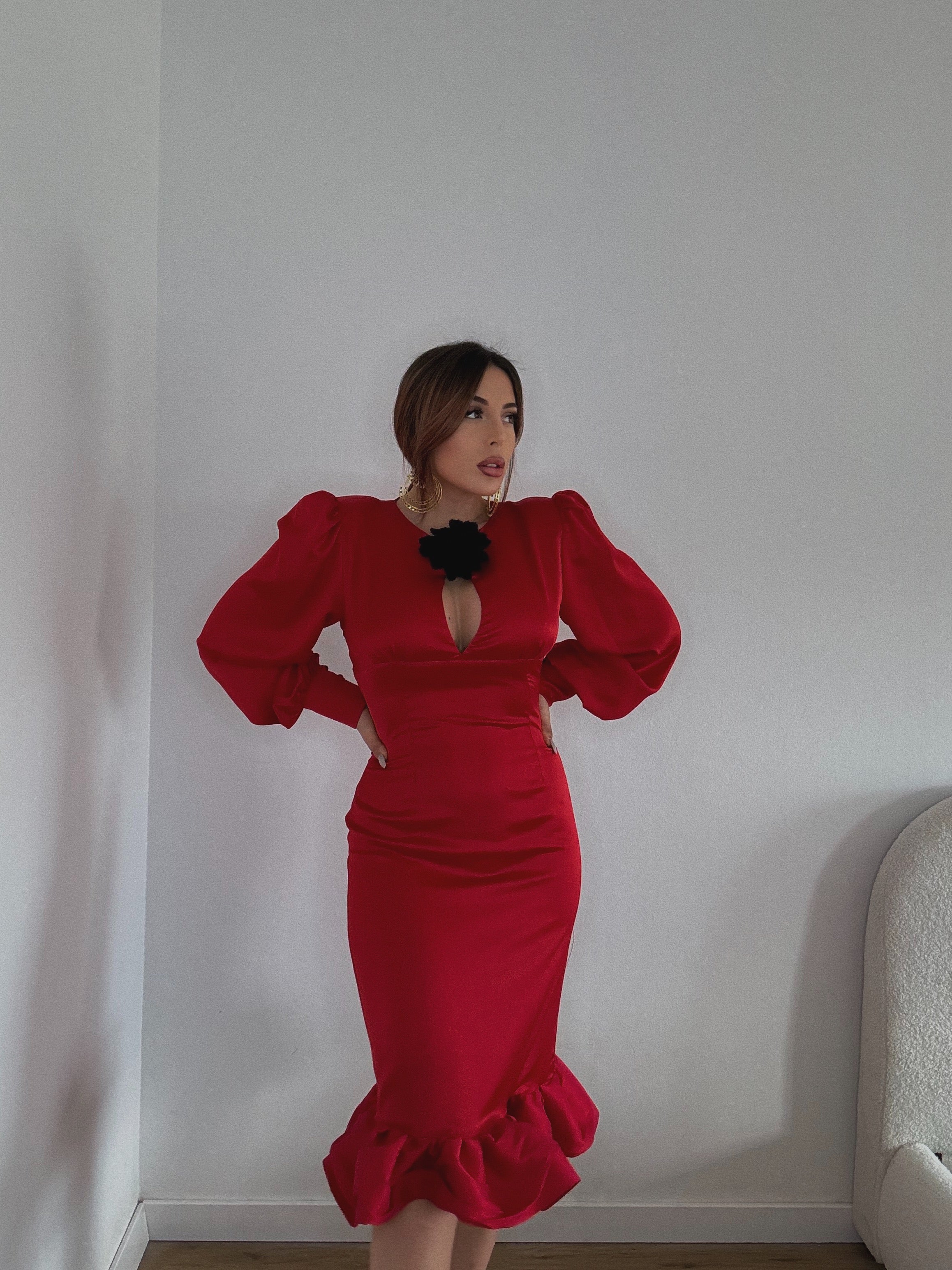 Vestido rojo flor