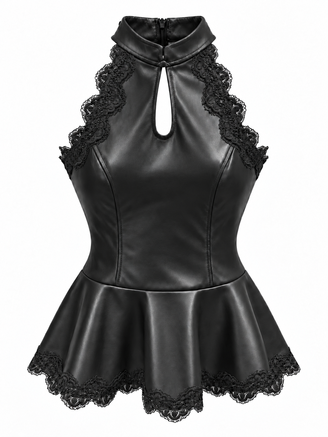 TOP PEPLUM BLACK LACE