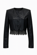 Jacke in Lederoptik mit Spitze