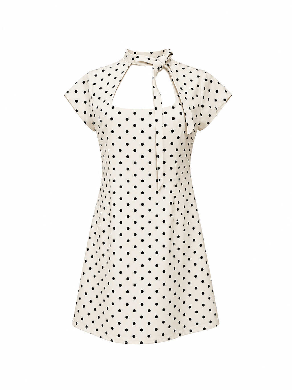 Cremefarbenes Kleid mit Tupfen