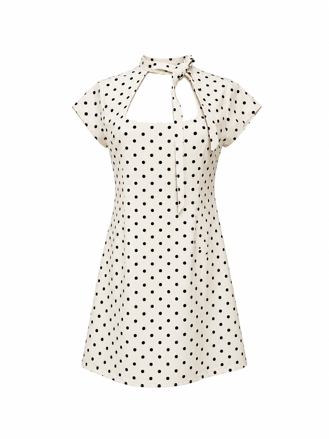 Cremefarbenes Kleid mit Tupfen