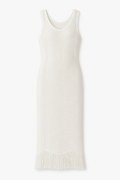 Vestido blanco punto flecos