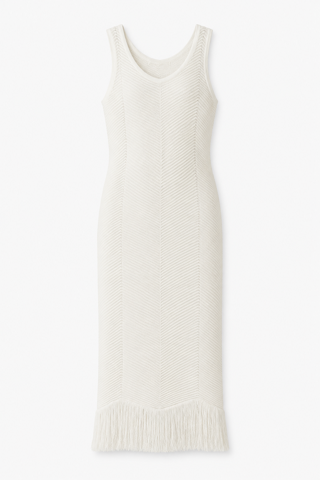Vestido blanco punto flecos