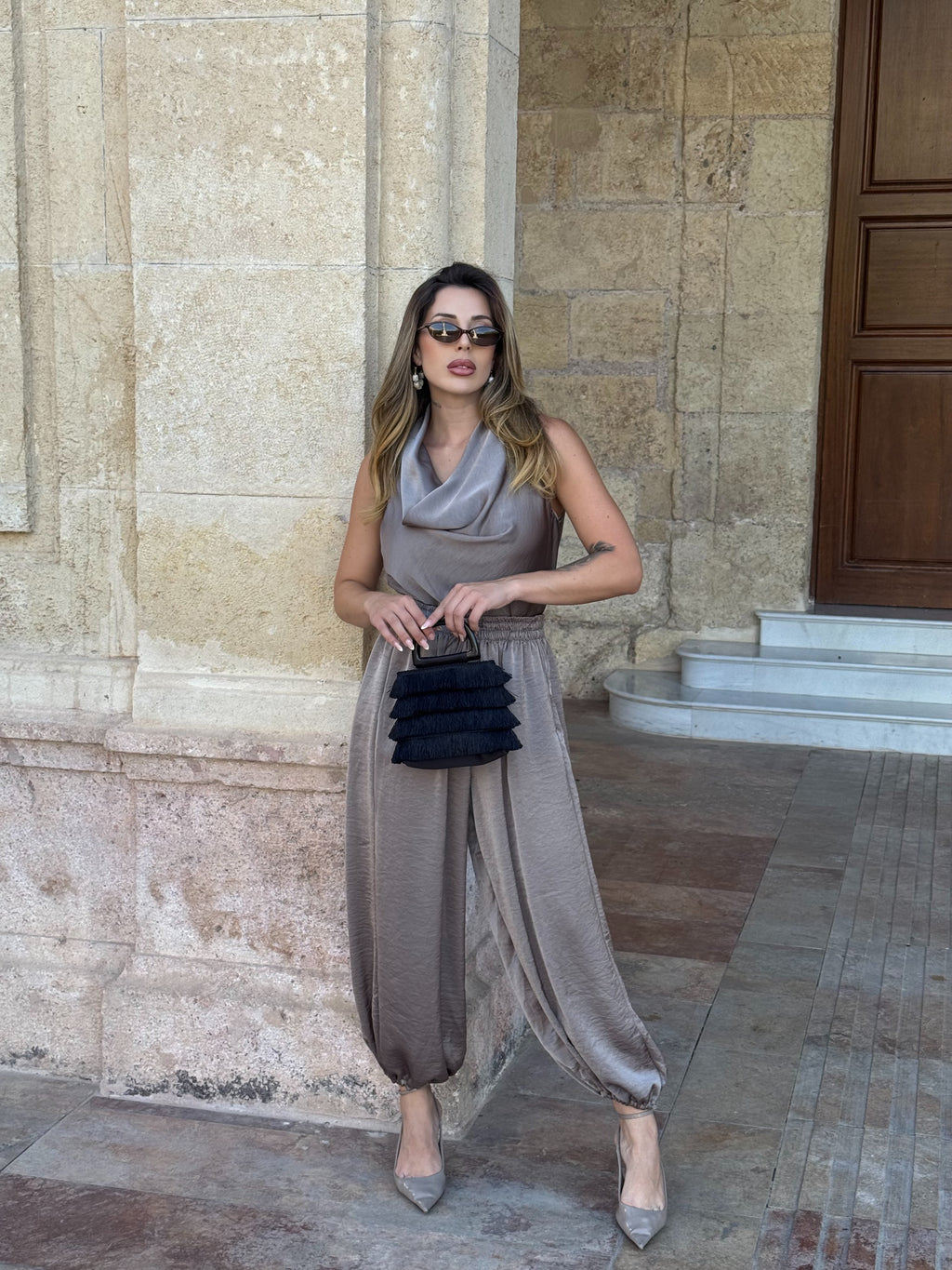 Pantalón raso globo