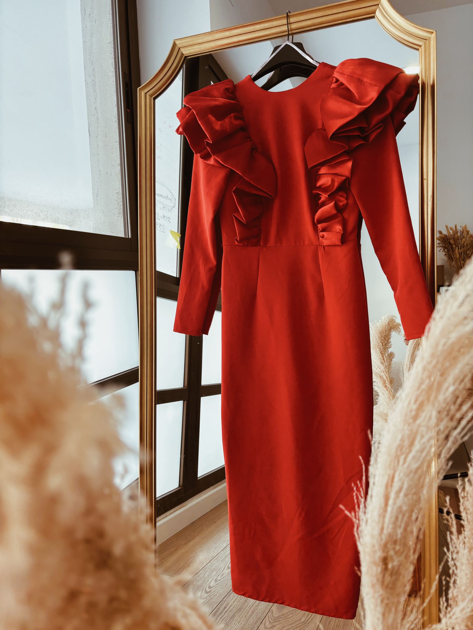 Vestido rojo volantes