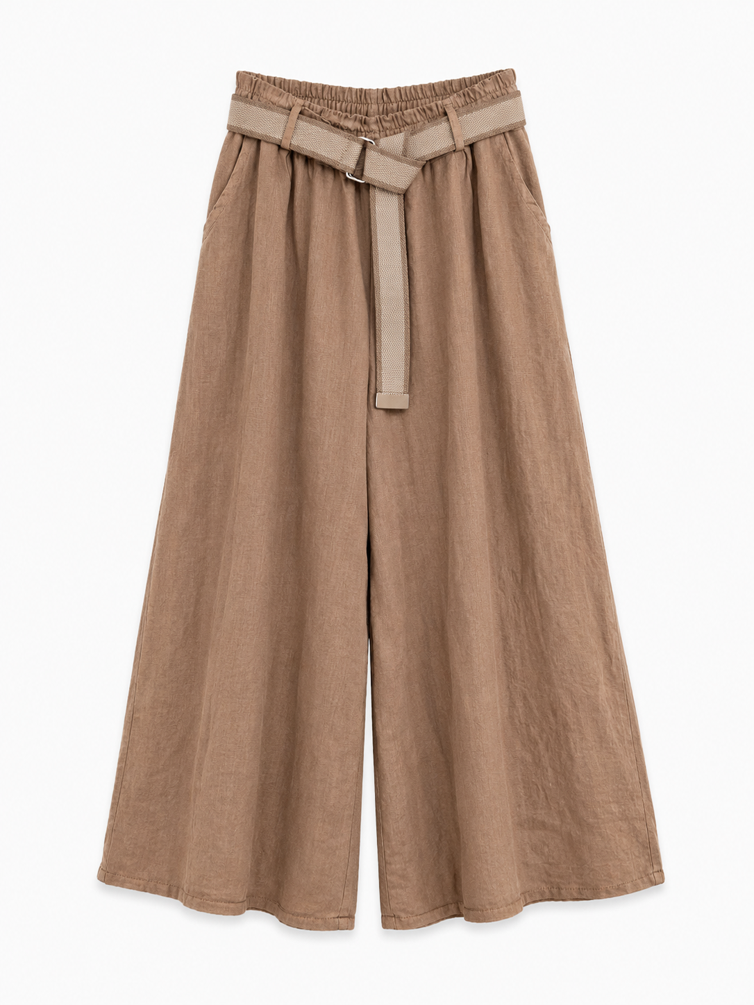Pantalón lino con cinturón