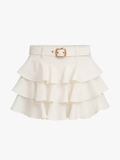 Falda pantalón volantes blanco