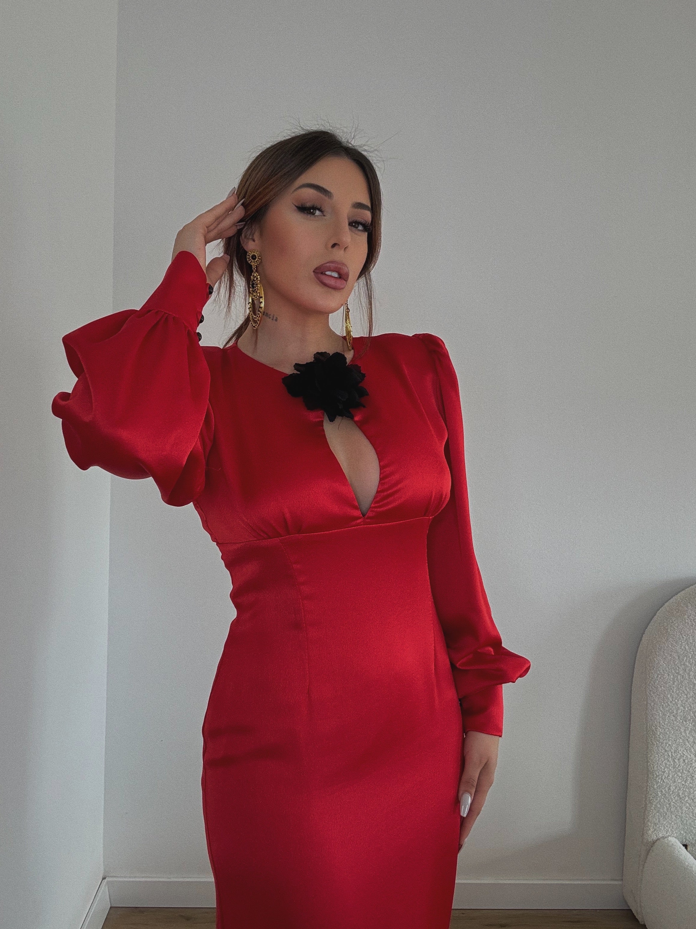 Vestido rojo flor