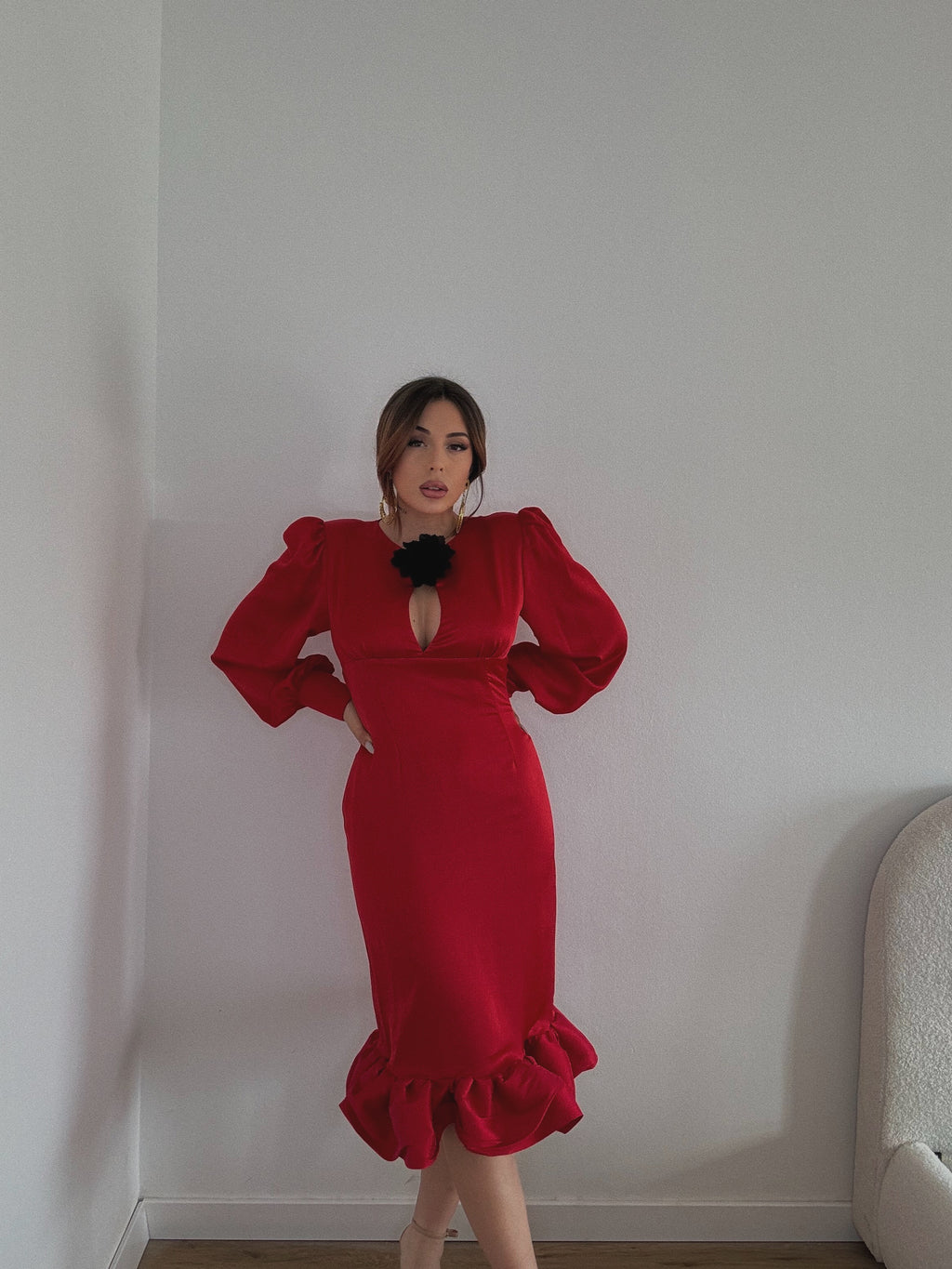 Vestido rojo flor