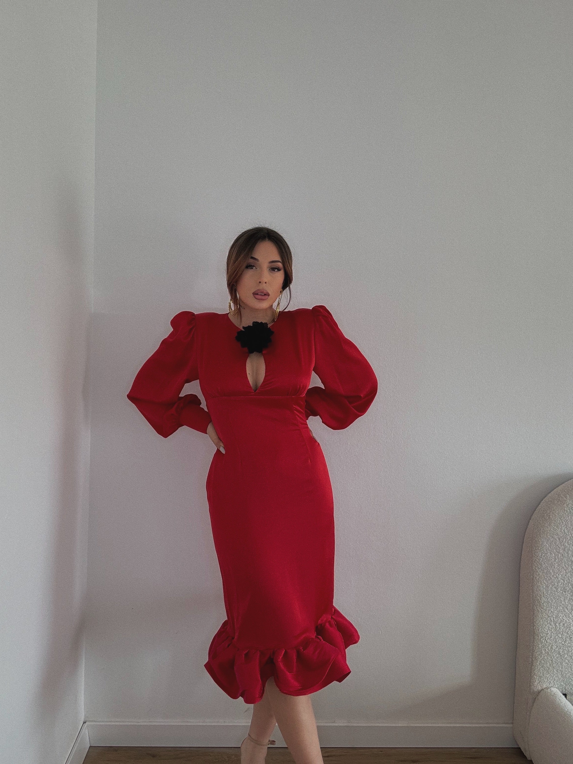 Vestido rojo flor