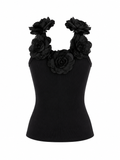 Schwarzes Blusentop mit Blumenmuster