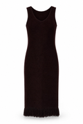 Vestido marrón punto flecos