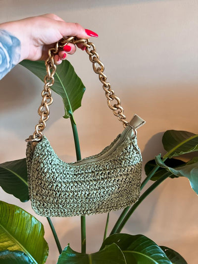 BOLSO rafia VERDE militar