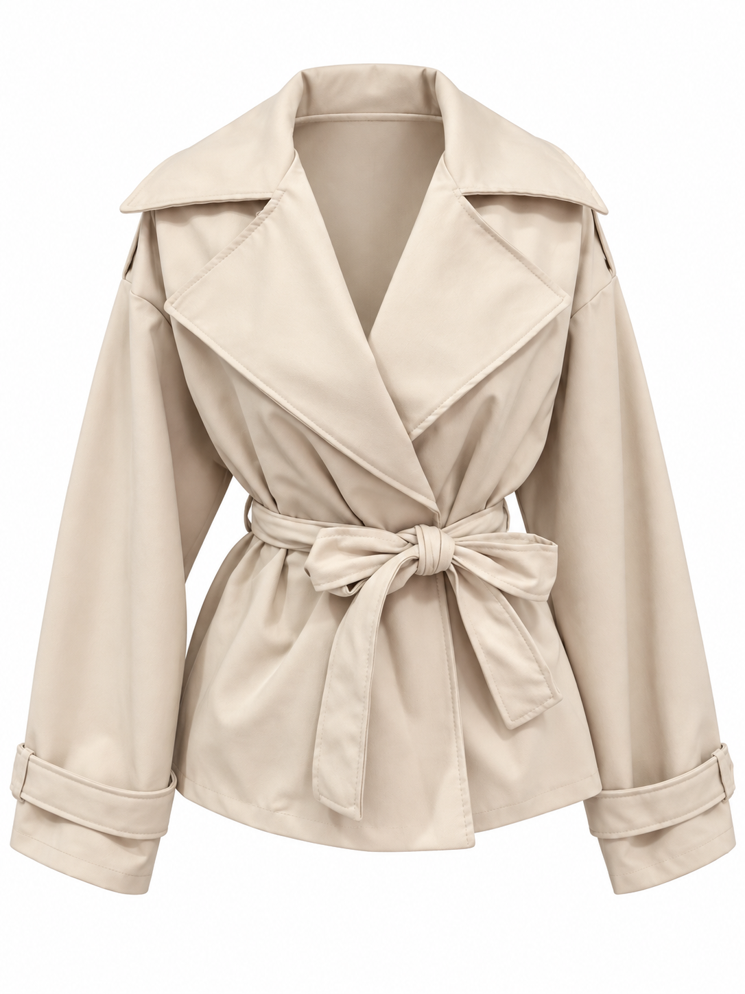 TRENCH CORTA CINTURÓN BEIGE
