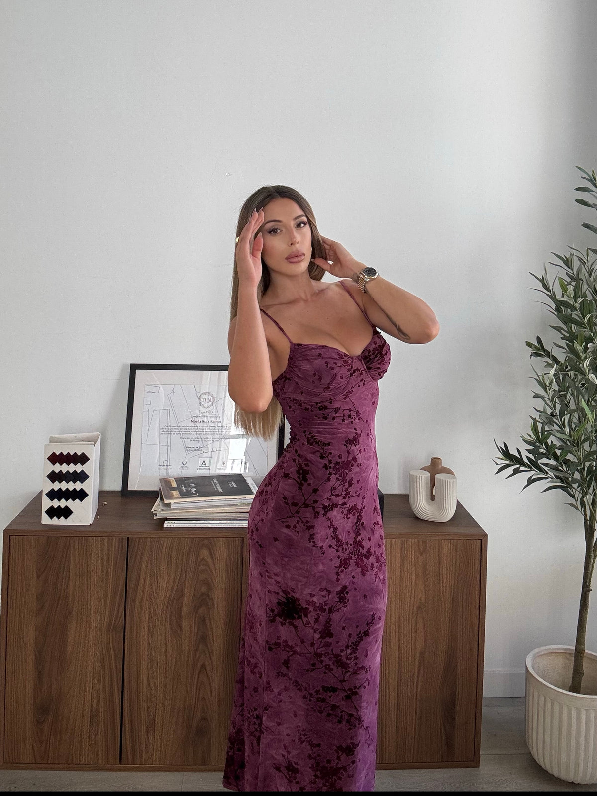 Vestido Bordeaux Fleur