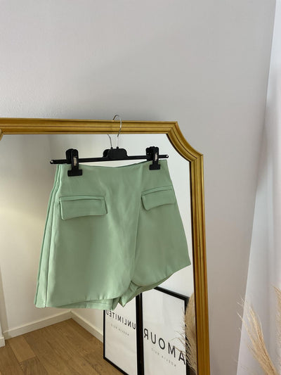Falda pantalón bolsillos verde agua