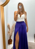 Falda morada raso