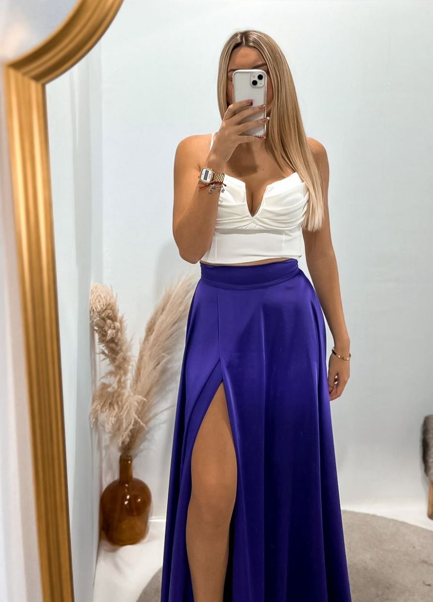 Purple satin skirt